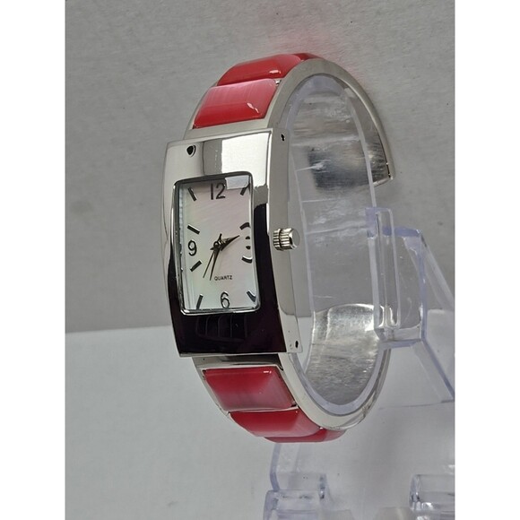 Avon Pink Bangle Bracelet Quartz Watch Rectangle Dial Japan Movement New Battery - Picture 3 of 16